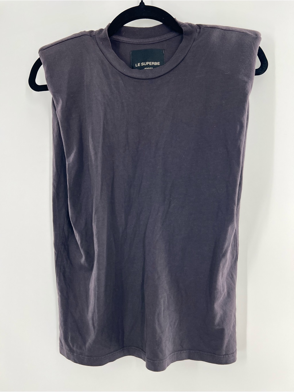 Revolve Le Superbe Plum Purple Mas Muscle Padded Shoulder Sleeveless Tee Xs